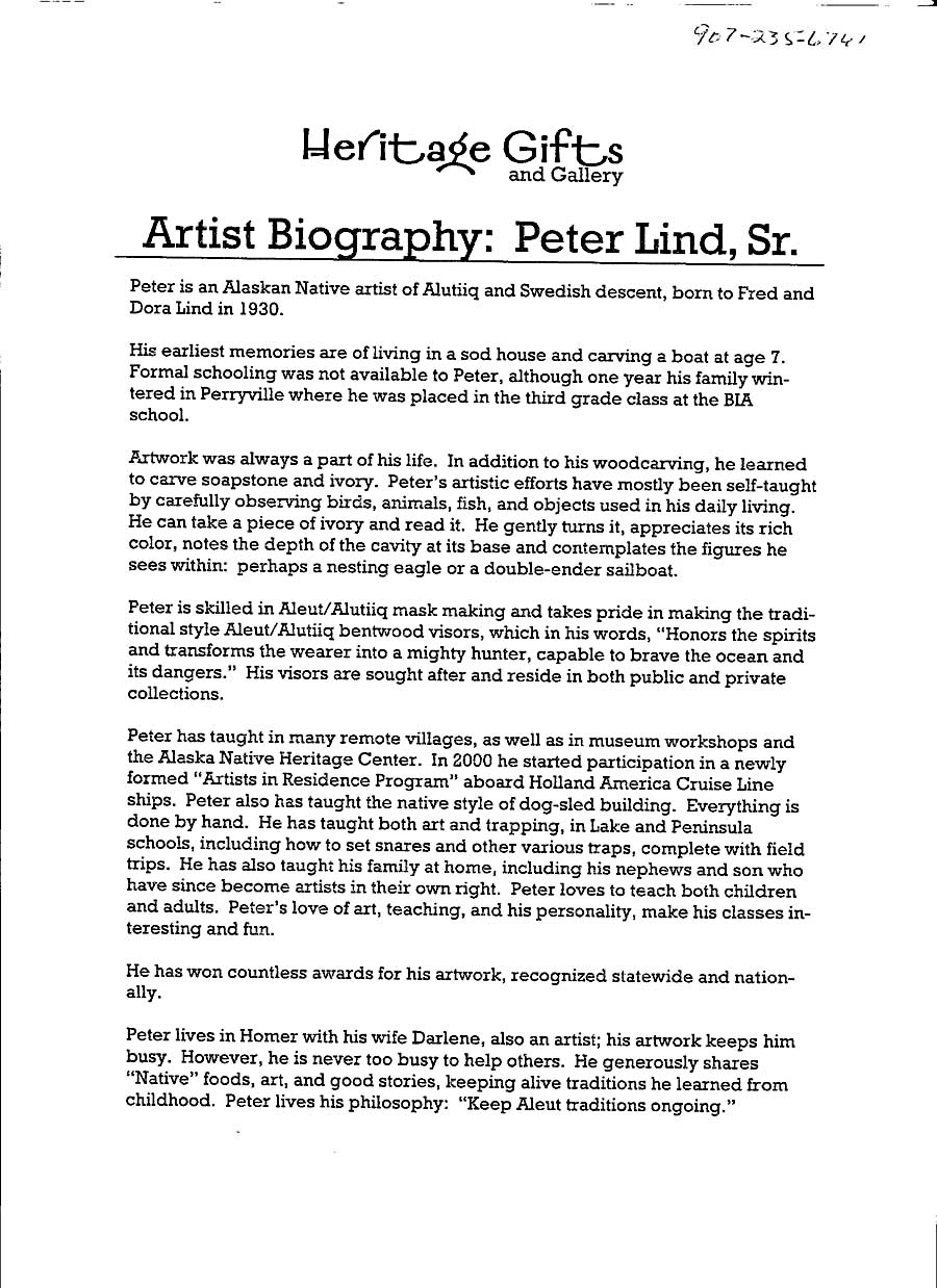 Biograpgy Peter Lind, Sr.