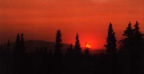 Sunset view with mountains