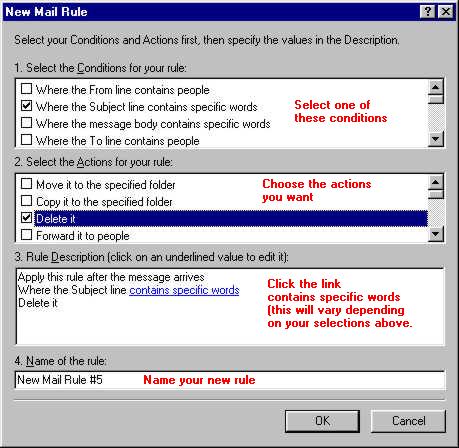 Click the Tools/Message Rules/Mail command to see this dialog box.
