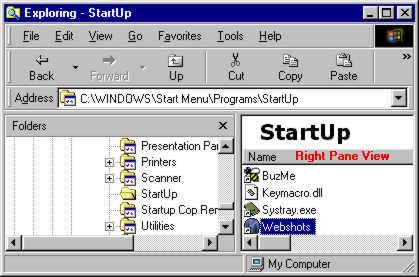 C:\WINDOWS\Start Menu\Programs\StartUp  --  In the right pane view, right click / delete the applications shortcut.