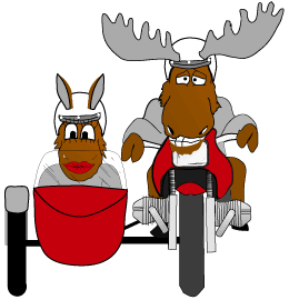Moose and Lady Moose in Sidecar