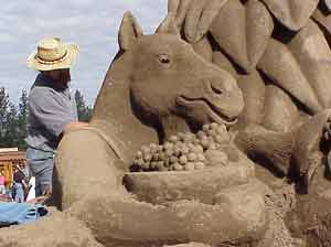Sand sculptor and his work