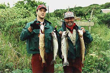 fishermen with salmon