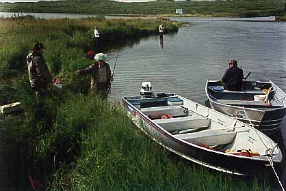 Out on the fish filled streams in boats