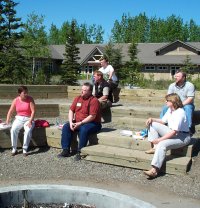 Lunch in the sun at the BLM Campbell Creek Science Center in Anchorage, Alaska (photo by Garry Wallan)