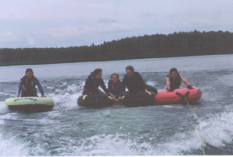 Tubing kids on Vera Lake