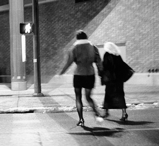Two Ladies Crossing Street - Anchorage, Alaska - 1997