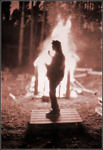 Bonfire at Tom Rowinski's Wake, Fairbanks, Alaska