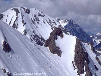 skier on summer skiing slope