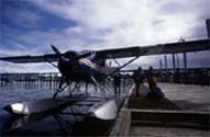 loading a floatplane at the dock
