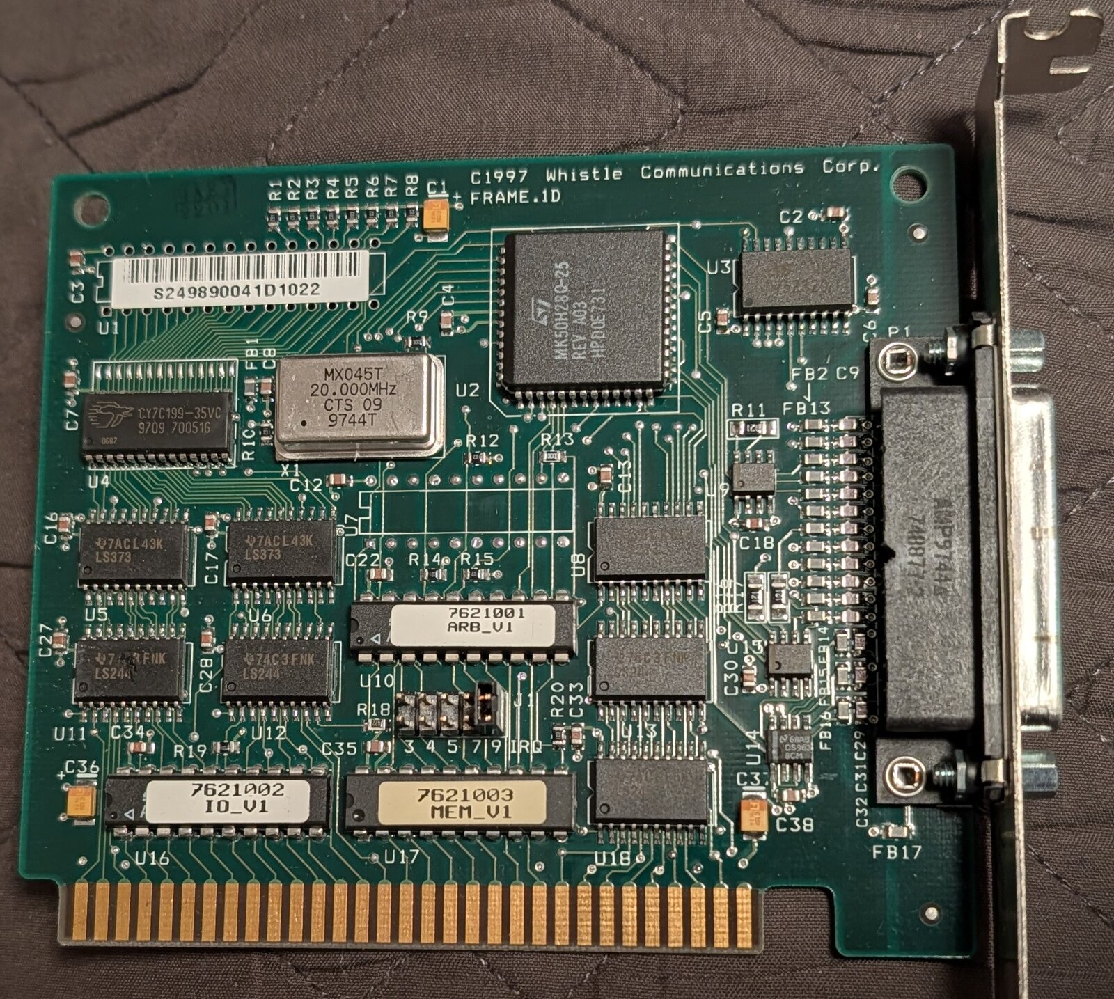 The Whistle frame relay card, FRAME.ID, (c)1997 Whistle Communications Corp.