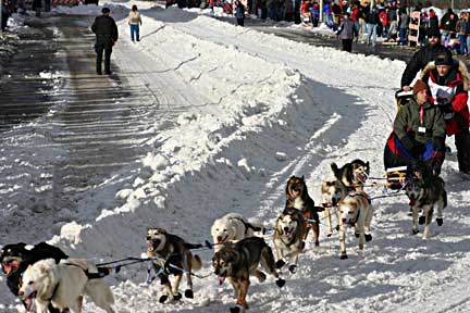 The first turn in the Iditarod