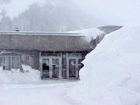 Visitors Center in storm