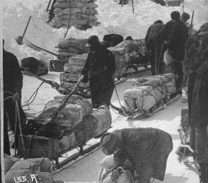 Northern Commercial Company Sleds With Piles of Supplies