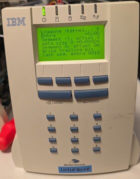 The IBM-branded InterJet II, netbooting: the panel shows the loader.