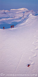 skier in chute